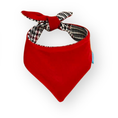 Вижте изображението в галерията, Red bandana with a checkered inner lining on a white background