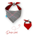 Вижте изображението в галерията, Houndstooth patterned bandana with red accents and a matching red bandana on a white background.