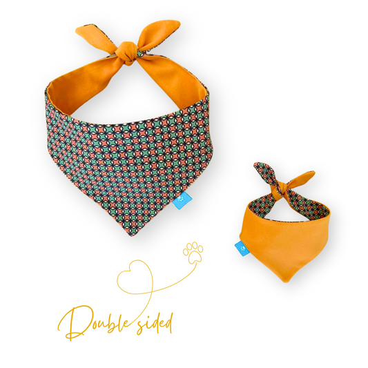 Звездна шарка/горчица двулицева бандана за куче