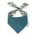 Вижте изображението в галерията, Класически тартан/синя кашмирена двулицева бандана за куче
