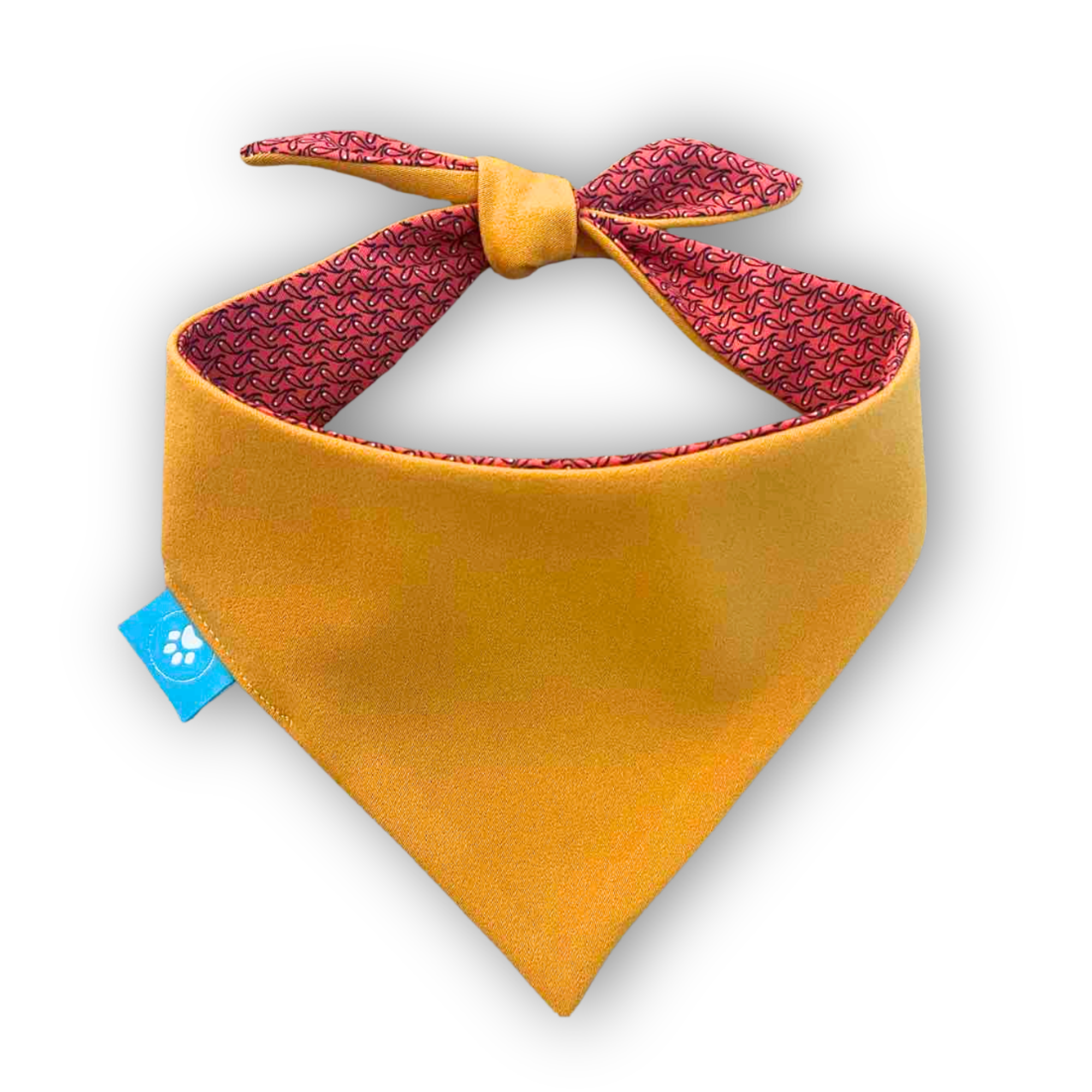 Червена шарка/горчица двулицева бандана за куче