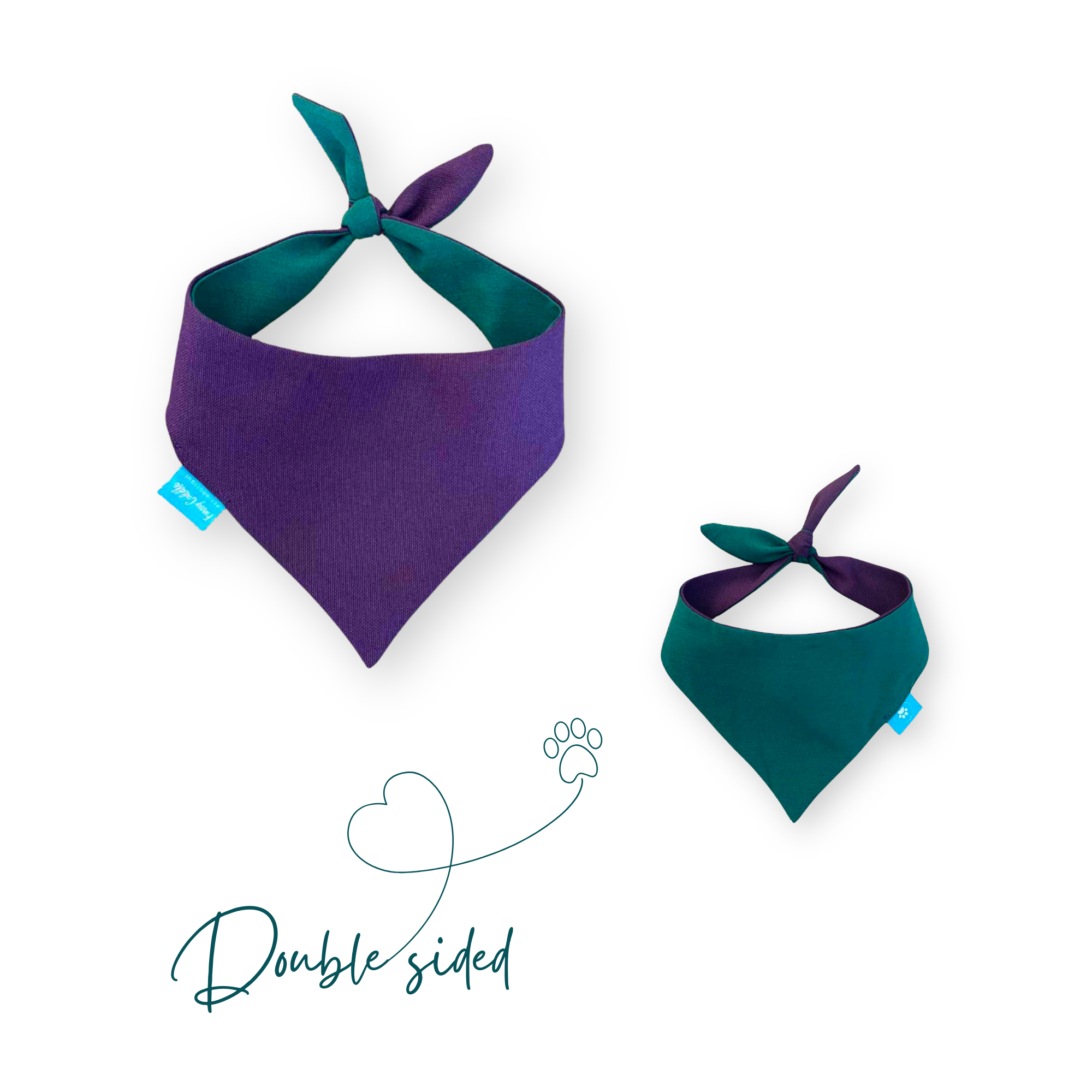 Лилава/зелена кашмирена двулицева бандана за куче