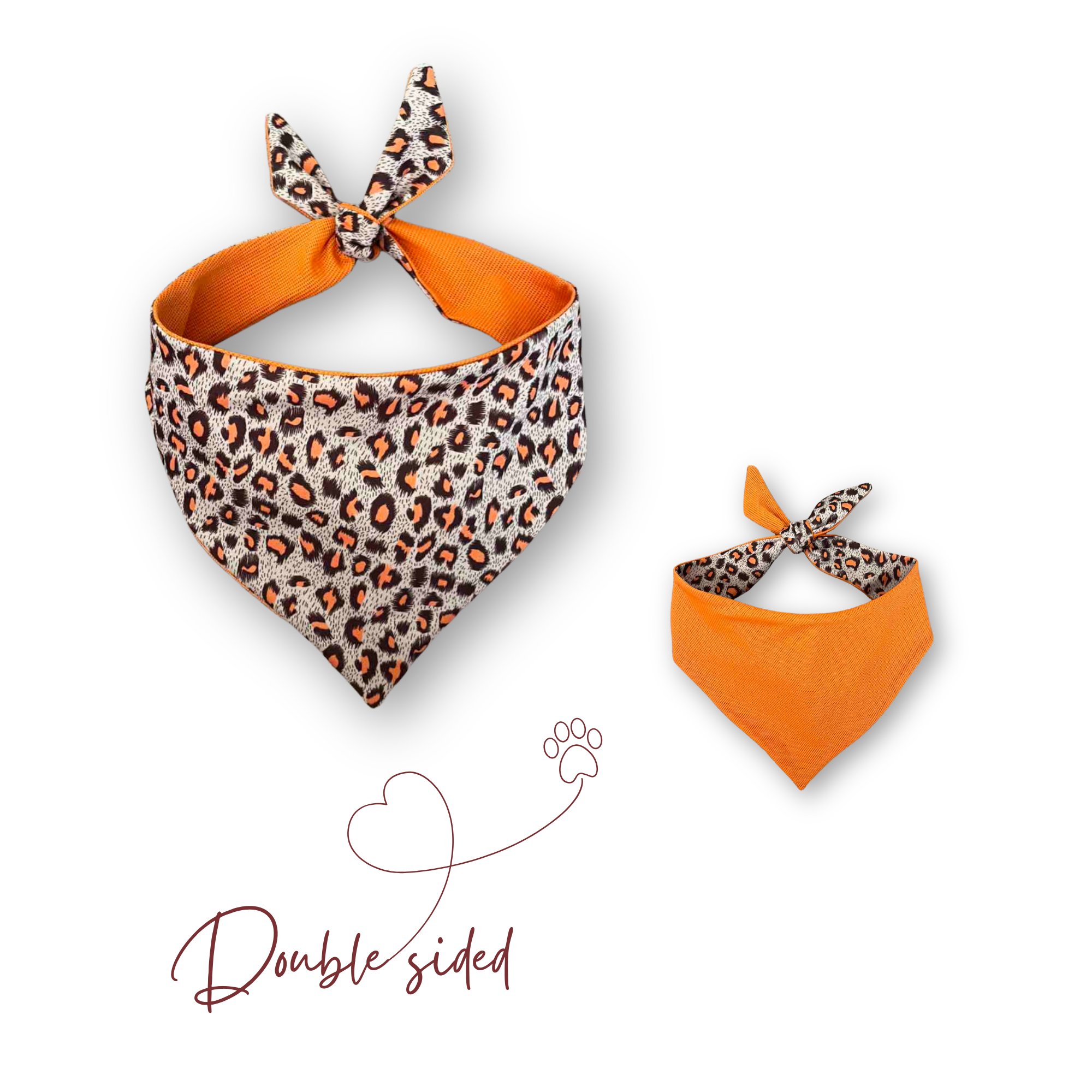 Леопардов принт/зелена двулицева бандана за куче