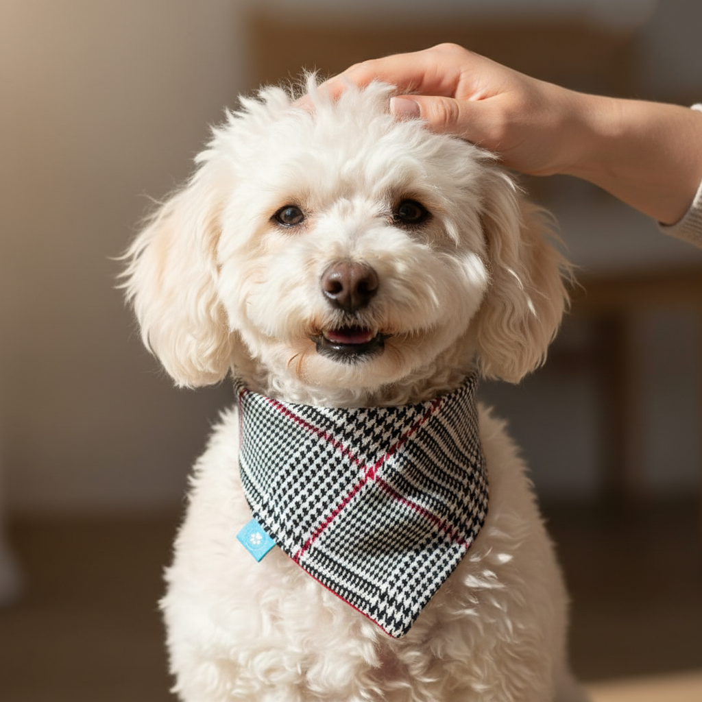 Карирана/червена двулицева бандана за куче